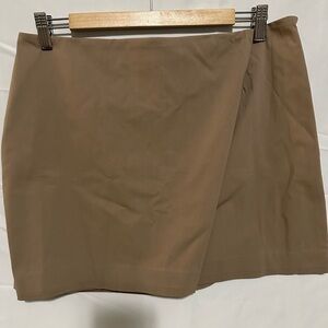 Good American Tan Mini Skirt -POPLIN WRAP SKIRT Size L